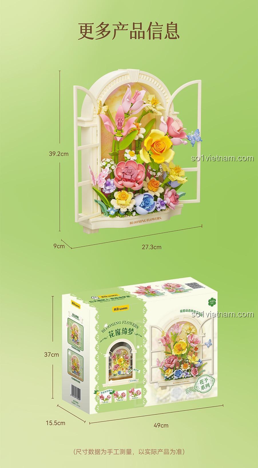 Cận cảnh cơ chế cử động của cánh hoa hồng và hoa ly trong bộ đồ chơi trang trí Wekki 517212.