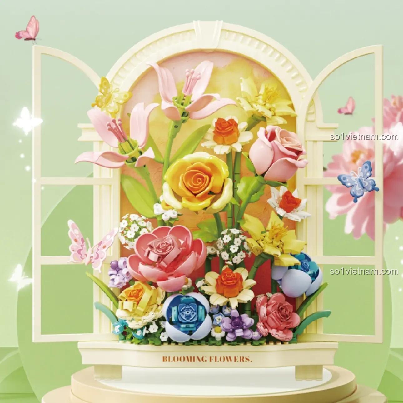 Mô hình hoa trang trí 517212 đã lắp ráp hoàn thiện, một sản phẩm từ Wekki với màu sắc rực rỡ.