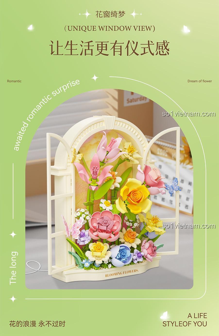 Bộ lắp ghép hoa Wekki 517212 mang đến phong cách sống lãng mạn và tinh tế cho người chơi.