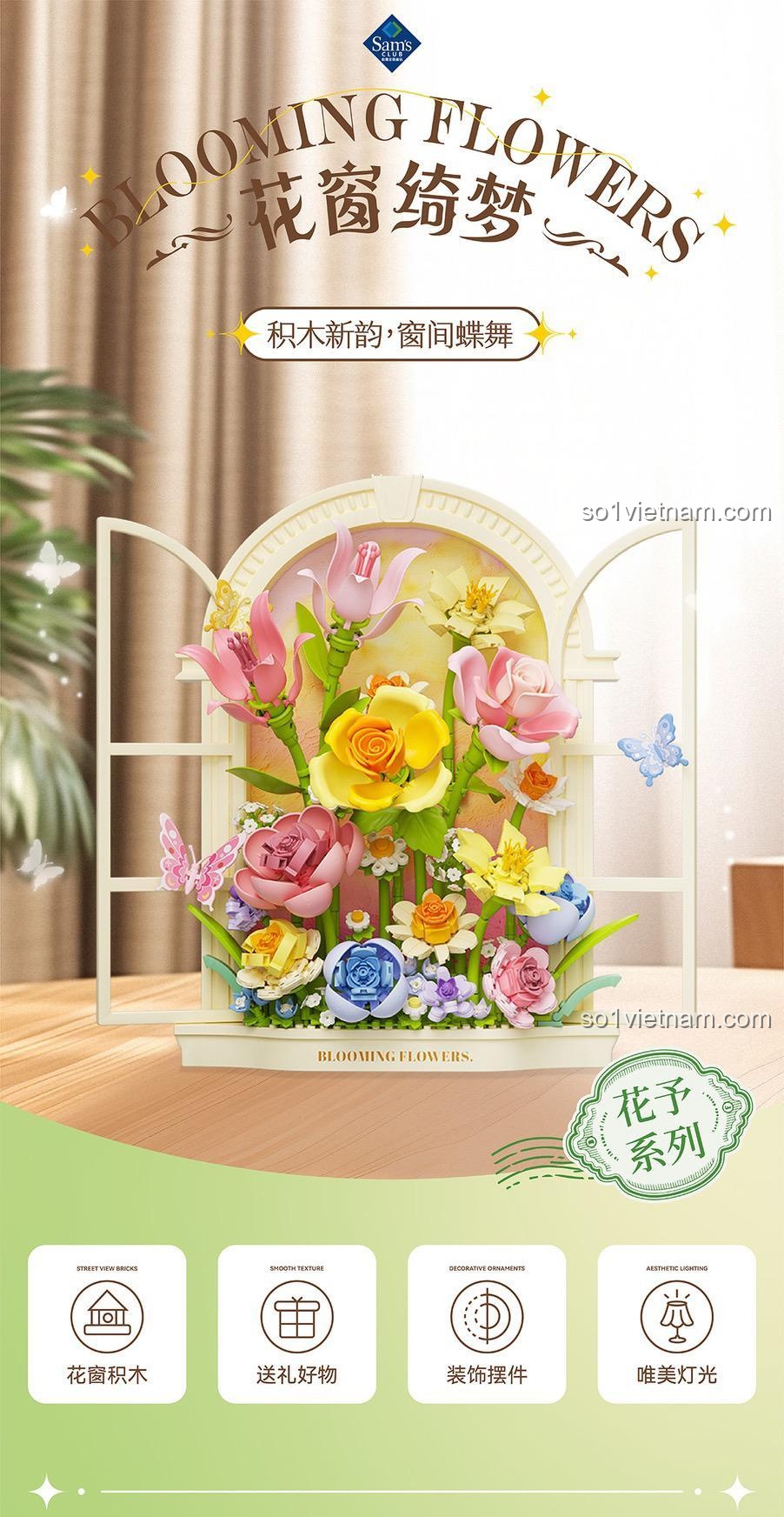 Poster quảng cáo đồ chơi mô hình Wekki 517212, nhấn mạnh các tính năng như đèn LED và là món quà tặng tuyệt vời.