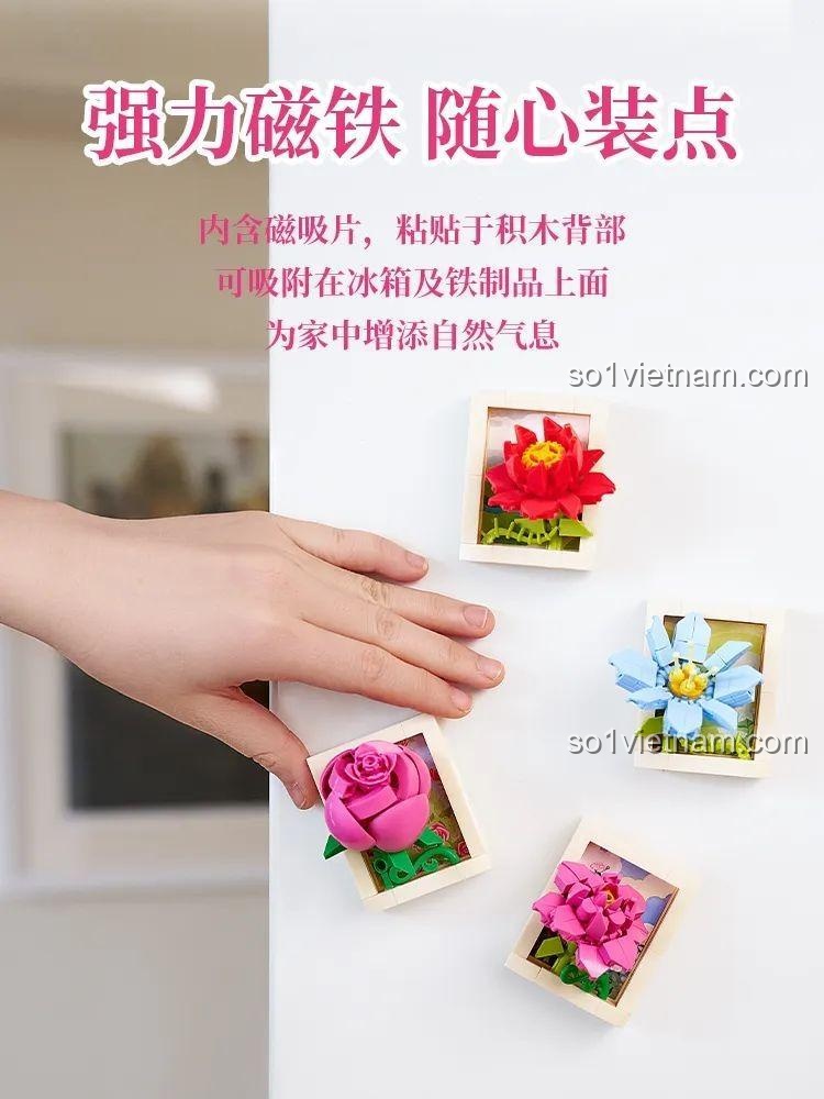 Trang trí tủ lạnh với Nam châm tủ lạnh hình hoa 517213, bộ sưu tập hoa mini.