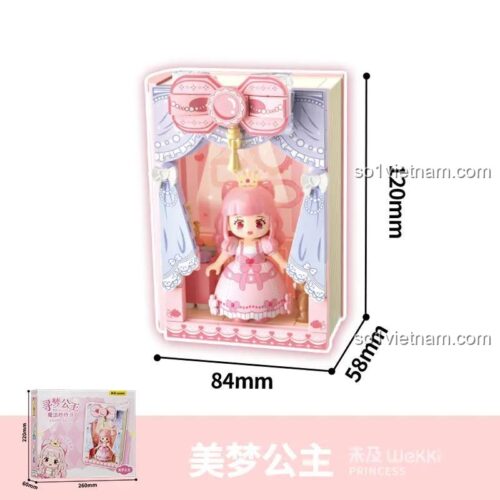 Kích thước mô hình sách công chúa Wekki 519005, cao 12cm, rộng 5.8cm, dài 8.4cm, đồ chơi mô hình Cuốn Sách Diệu Kỳ cho bé gái 6 tuổi, giá tiết kiệm