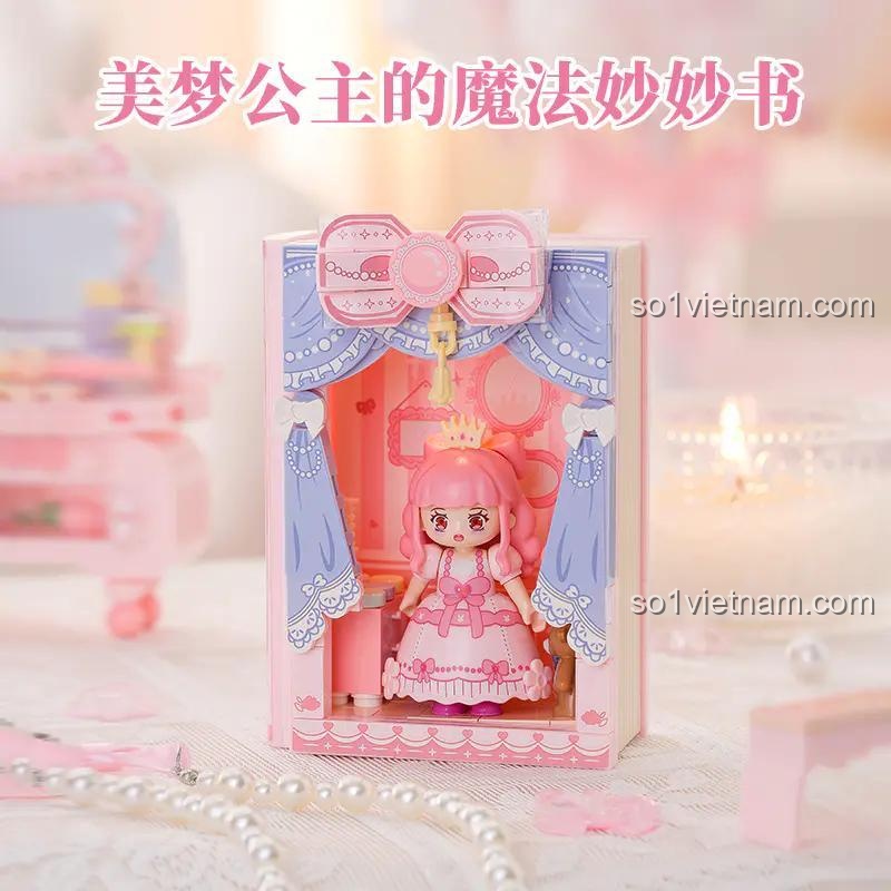 Mô hình sách công chúa Wekki 519005, bộ đồ chơi công chúa Mỹ Mộng, thiết kế tinh xảo, phù hợp trang trí phòng bé gái, chất lượng cao