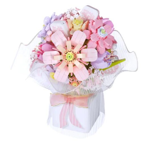 Bộ lắp ghép 唯乐创想 2152 Bó Hoa Hồng Mơ Mộng 1228 chi tiết, màu hồng, tím, vàng, trắng, phù hợp cho bé gái 6 tuổi, quà tặng sinh nhật, trang trí phòng