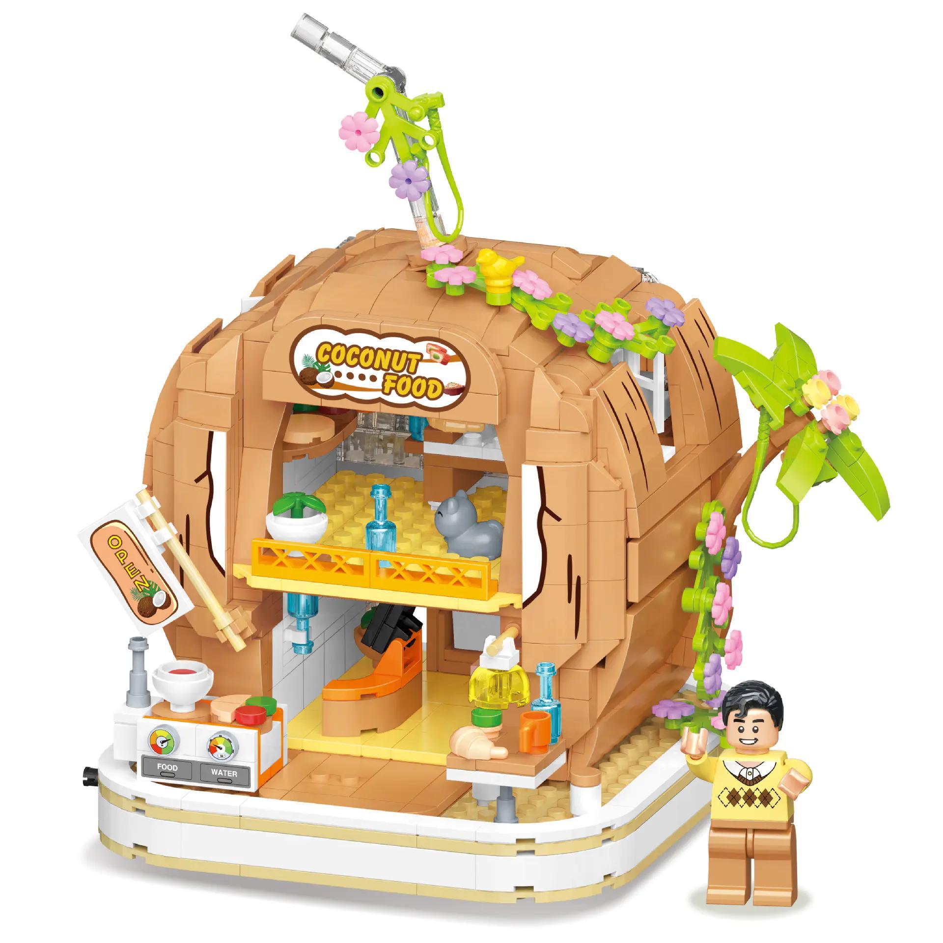 Bộ lắp ghép Ngôi nhà Dừa Tiên 6020 唯乐创想 có đèn LED tích hợp cho bé gái 6 tuổi