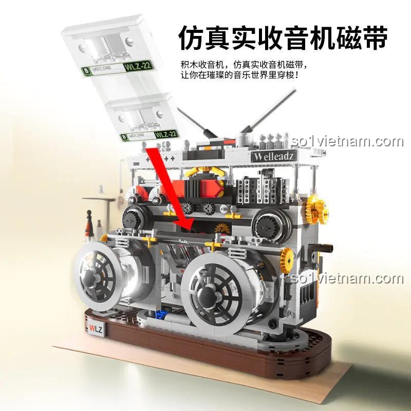 Mô hình Radio Cổ Điển Welleadz 2118 có thể tháo rời băng cassette
