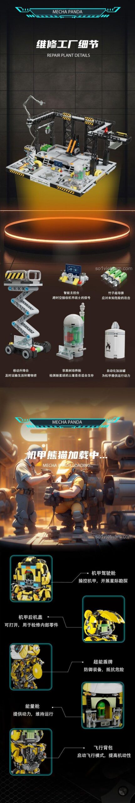 Các minifigure panda kỹ sư trong bộ lắp ghép Welleadz 6105, đồ chơi mô hình Robot Gấu Trúc, giá bình dân.