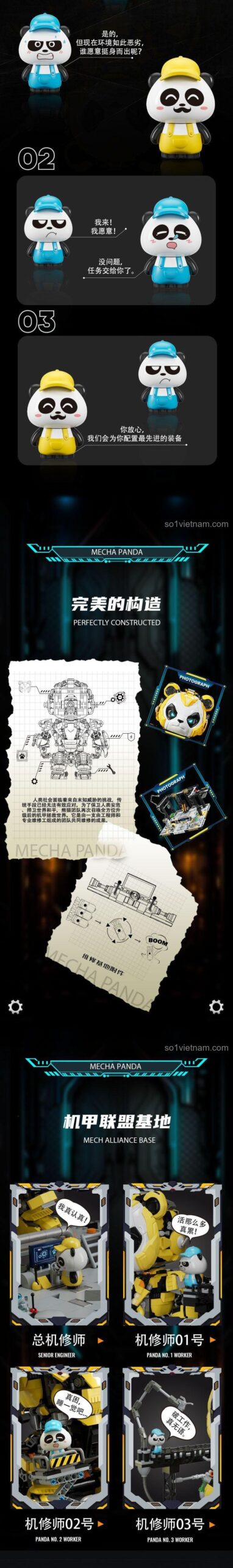 Robot Gấu Trúc Welleadz 6105 Mecha Panda, bộ lắp ghép cho bé trai 6 tuổi, chi tiết cao, giá tốt.