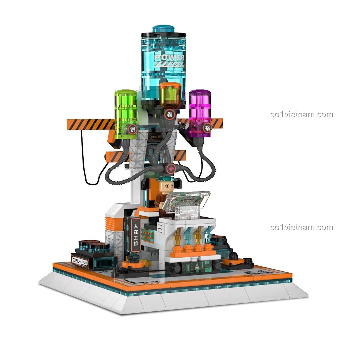 Đồ chơi mô hình Whale Roaming Z0122, mô tả góc làm việc tương lai, món quà sáng tạo cho con trai.