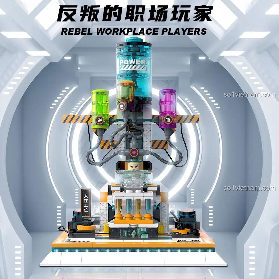 Poster bộ lắp ghép Trạm làm việc tương lai Whale Roaming, món đồ chơi độc lạ.