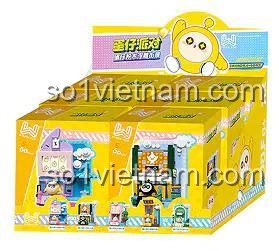 Hộp trưng bày bộ đồ chơi mô hình WISE BLOCK HA392104 Phố Cảnh Eggy Party, tiết kiệm cho bé gái 5 tuổi.