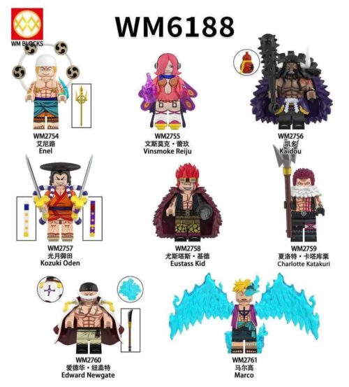 Bộ đồ chơi Minifigure Edward Newgate WM Blocks WM2760 Râu Trắng One Piece chất lượng cao, giá tốt cho bé trai 8 tuổi, chi tiết sắc nét.