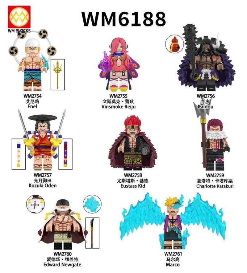 Bộ đồ chơi Minifigure Edward Newgate WM Blocks WM2760 Râu Trắng One Piece chất lượng cao, giá tốt cho bé trai 8 tuổi, chi tiết sắc nét.