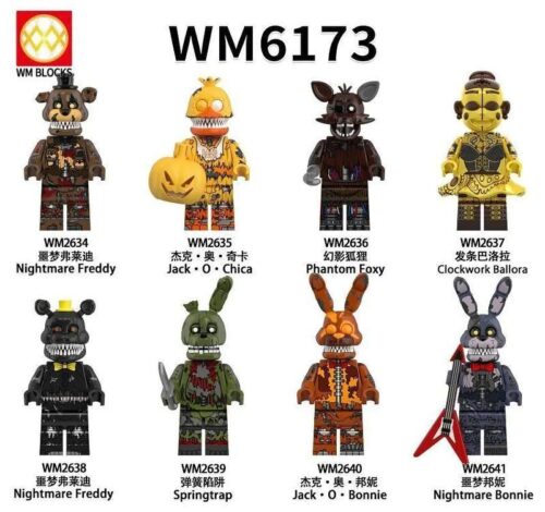 Bộ 8 Minifigure FNAF WM6173 - Dàn Nhạc Đêm Kinh Hoàng, Nhân vật game kinh dị, Figure FNAF, Đồ chơi giáo dục cho bé 14 tuổi, Giá tốt