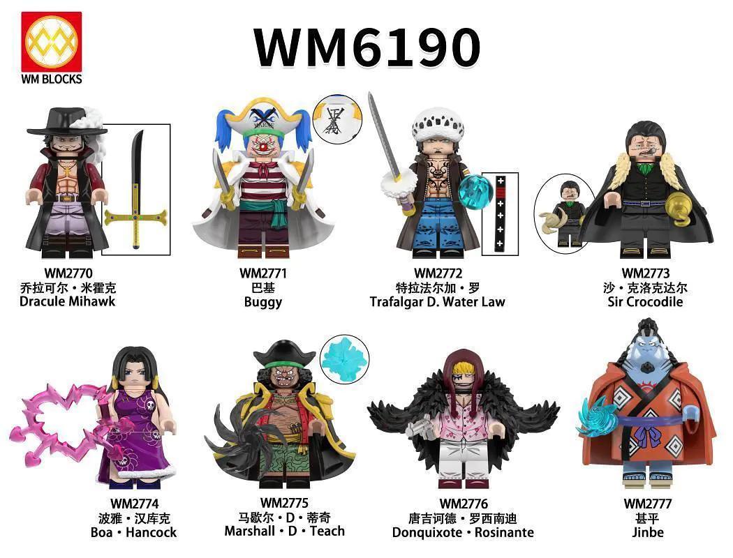 Bộ đồ chơi Minifigures One Piece WM Blocks WM6190 chất lượng cao, giá tốt cho bé trai bé gái 6 tuổi, khám phá thế giới hải tặc huyền thoại.