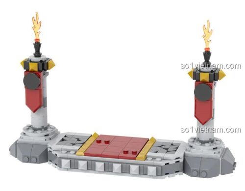 Bộ xếp hình Căn cứ của Bowser, WM MOC 1223 Đế Bowser giá rẻ, đồ chơi lắp ráp Nhân vật Bowser cho bé trai 6 tuổi.