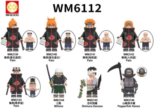 Bộ 8 figure Naruto WM6112 - Nhân vật huyền thoại, đồ chơi lắp ghép cho bé trai 6 tuổi