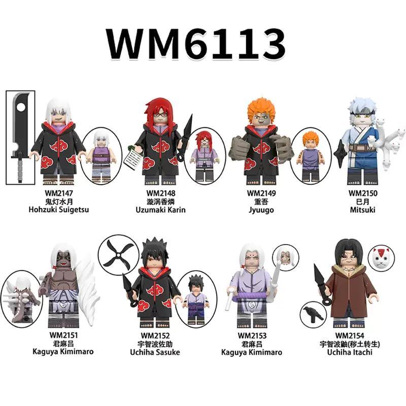 Bộ 8 minifigure NARUTO WM6113 - Hozuki Suigetsu, Uzumaki Karin, Jyuugo, Mitsuki, Kaguya Kimimaro, Uchiha Sasuke, Uchiha Itachi - Đồ chơi lắp ghép cho bé 6 tuổi