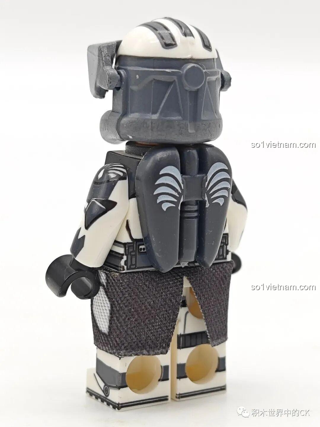 Bộ lắp ghép Minifigure Lính Clone Wolfpack 128, mặt sau của Wolves Commander WM2264, chi tiết ba lô và áo choàng, đồ chơi cho bé trai 6 tuổi