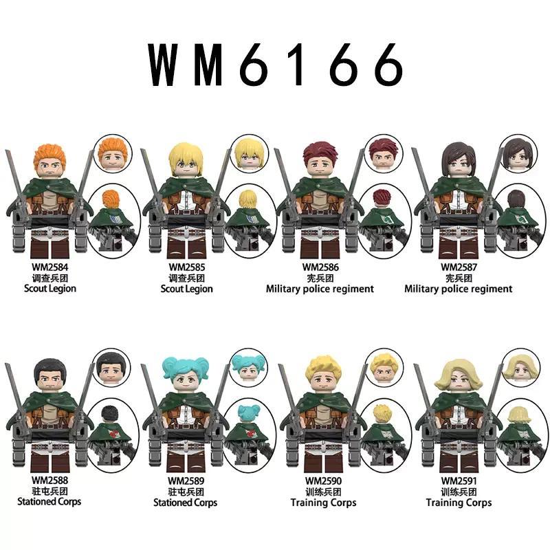 Bộ 8 nhân vật Attack on Titan WM6166, đồ chơi lắp ghép figure Attack on Titan, quà tặng cho bé trai 14 tuổi