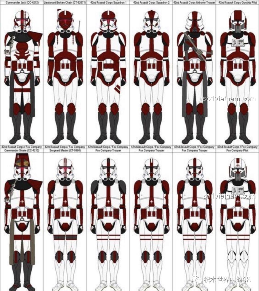 Bản vẽ thiết kế gốc của 42nd Assault Corps, một ví dụ về các thiết kế Clone Trooper trong Star Wars.