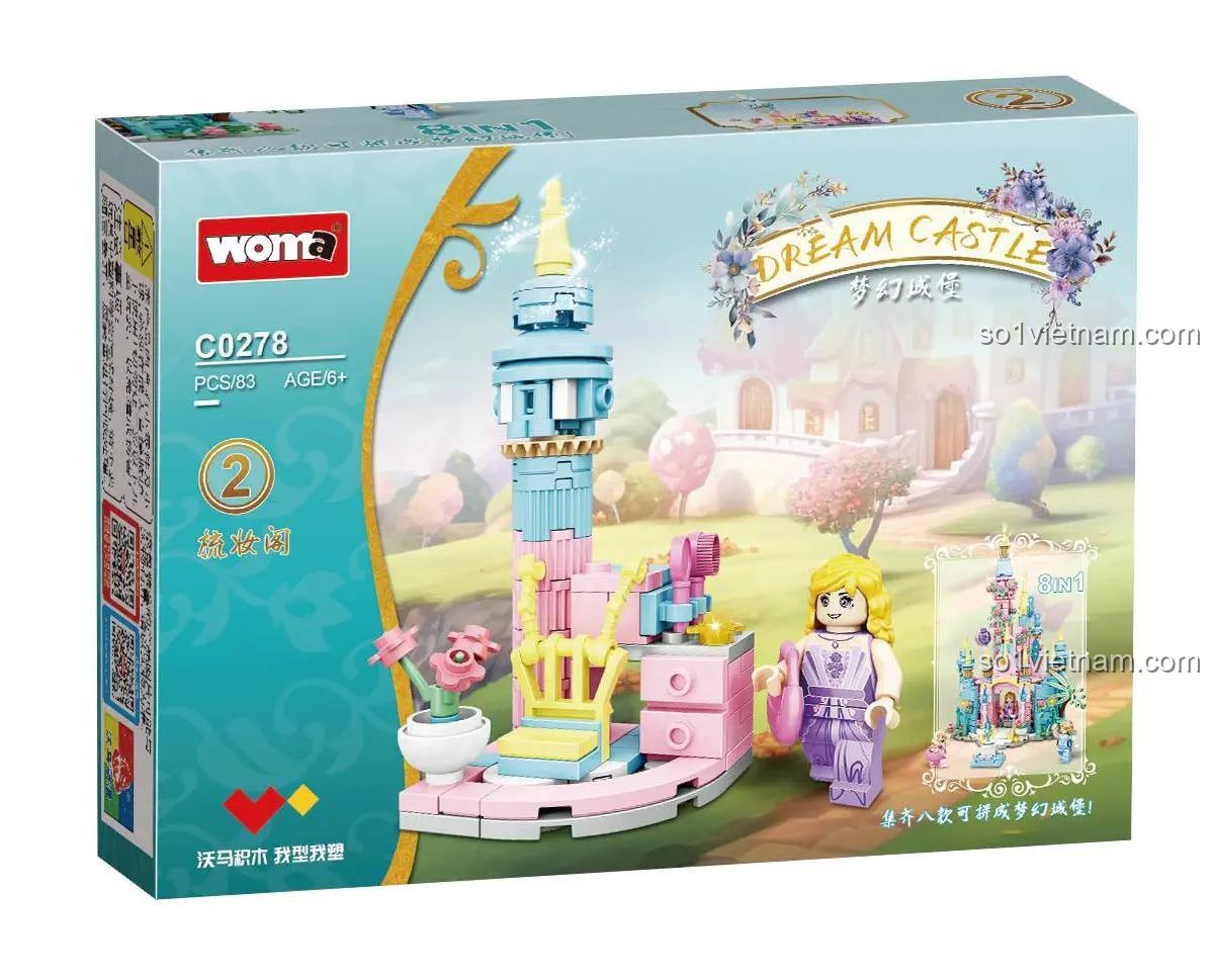 Hộp sản phẩm mẫu 2 của bộ đồ chơi Lâu đài Mộng Mơ Woma C0278