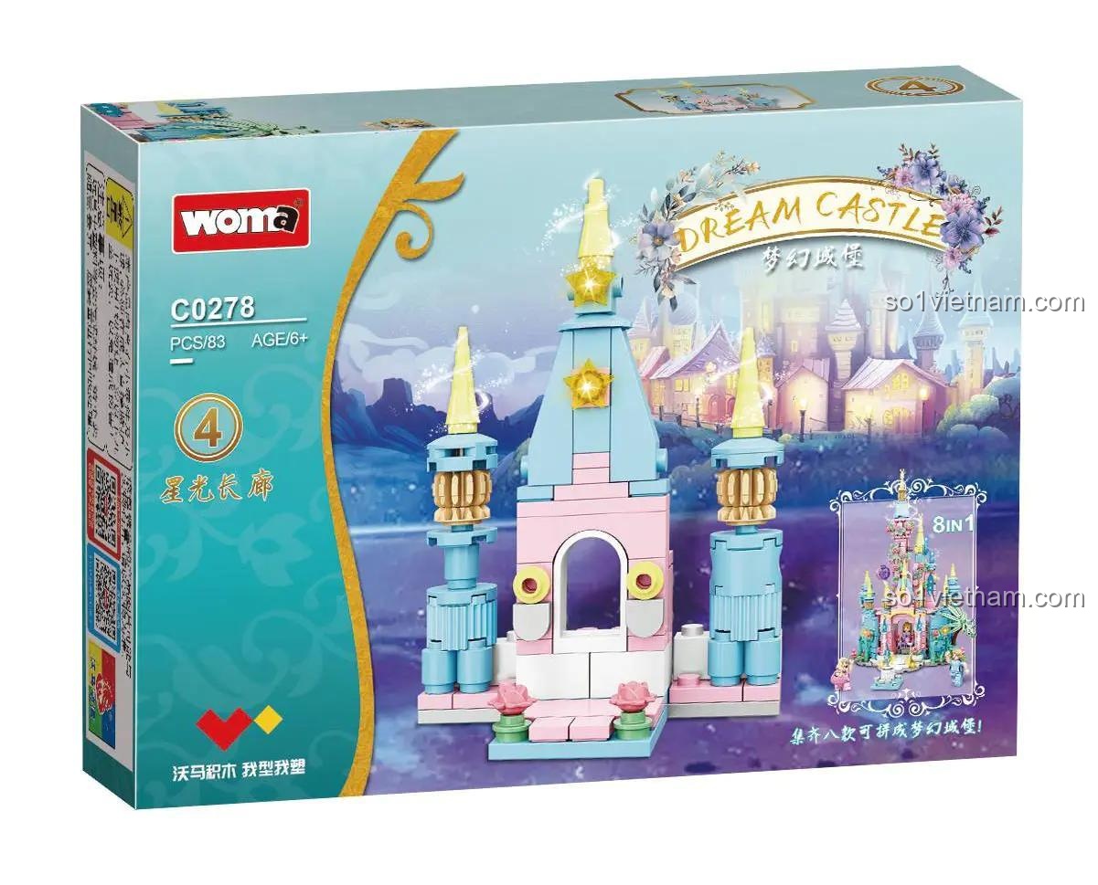 Hộp sản phẩm mẫu 4 của bộ đồ chơi Lâu đài Mộng Mơ Woma C0278
