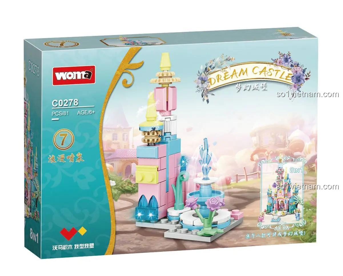 Hộp sản phẩm mẫu 7 của bộ đồ chơi Lâu đài Mộng Mơ Woma C0278