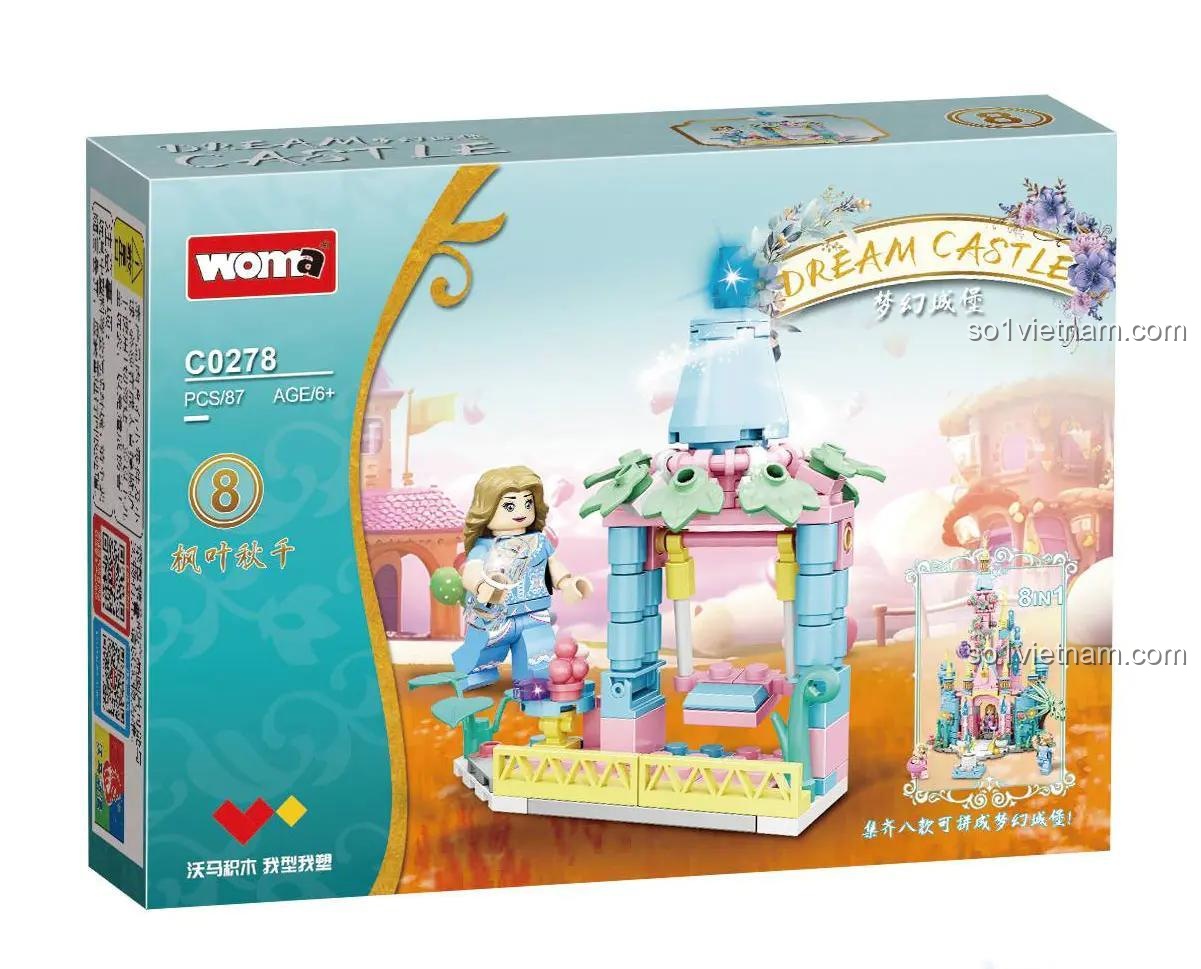 Hộp sản phẩm mẫu 8 của bộ đồ chơi Lâu đài Mộng Mơ Woma C0278