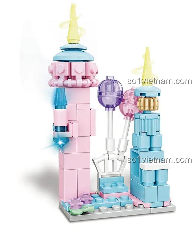 Mô hình Lâu đài Mộng Mơ Woma C0278, mẫu lắp 3, đồ chơi lắp ráp cho bé gái