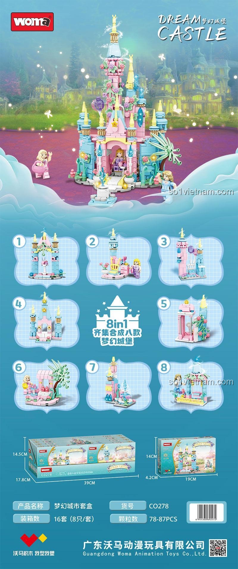 Tổng hợp các mẫu lắp ráp của bộ đồ chơi Lâu đài Mộng Mơ Woma C0278