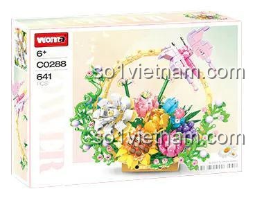 Hộp bộ lắp ghép WOMA C0288 Giỏ hoa mùa hè, 641 mảnh ghép, quà tặng bé gái 6 tuổi, giá tiết kiệm