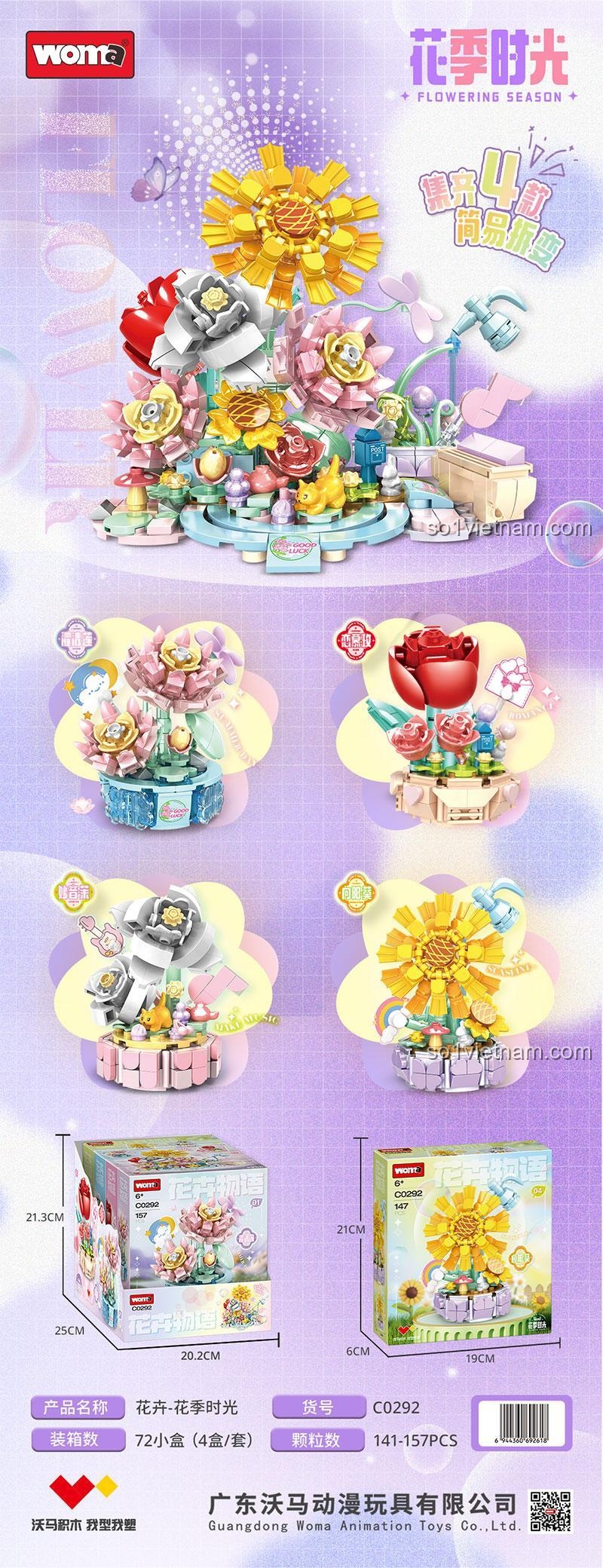 Thông tin kích thước hộp sản phẩm Woma C0292 Hoa Thời Gian