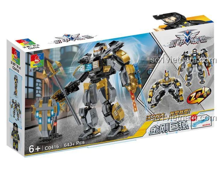 Hộp đựng Robot Khổng Lồ King Kong Liên Minh WOMA C0416, bộ lắp ghép robot chiến binh cho bé trai 6 tuổi, đồ chơi mô hình robot 643 mảnh, robot biến hình giá tốt