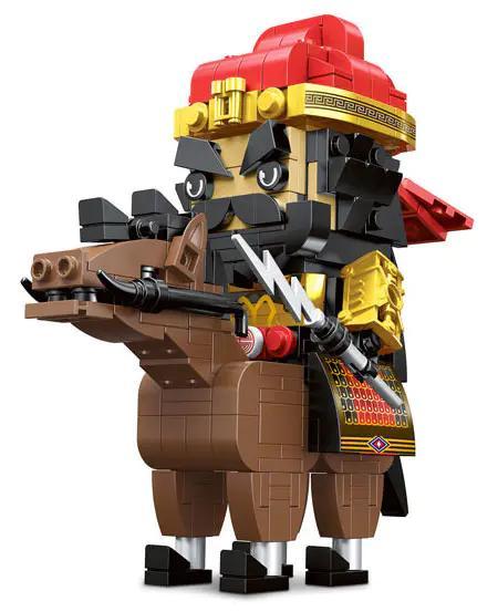 Mô hình Trương Phi WOMA C0462, bộ lắp ghép tướng quân Tam Quốc, đồ chơi giáo dục cho bé trai 6 tuổi, 360 chi tiết, màu đỏ vàng đen nâu