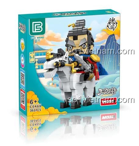 Hộp sản phẩm bộ lắp ghép Tào Tháo cưỡi ngựa WOMA C0466 - Đồ chơi xếp hình Tam Quốc cho bé trai 6 tuổi
