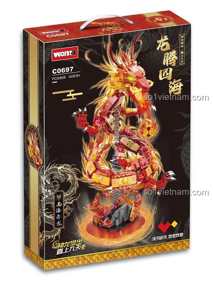 Hộp sản phẩm đồ chơi mô hình WOMA C0697 Thần Long Đỏ, món quà tuyệt vời cho bé trai.