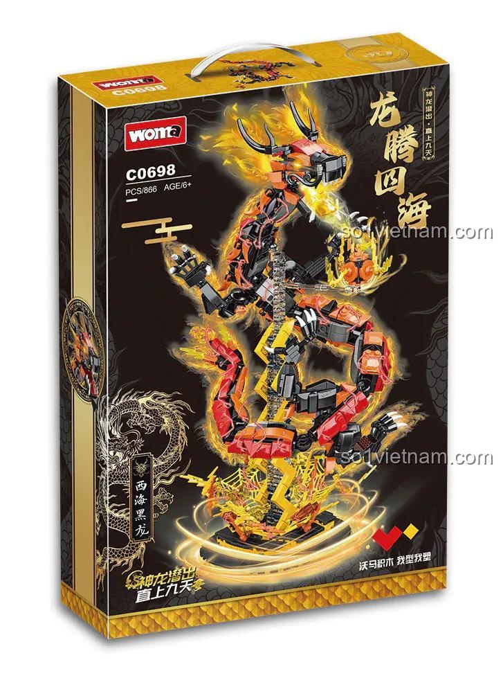 Hộp sản phẩm bộ đồ chơi WOMA C0698 Rồng Đen Tây Hải, món quà sinh nhật ý nghĩa cho bé trai.