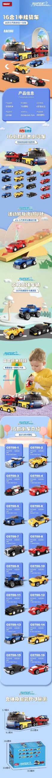 Hộp bộ lắp ráp Siêu xe tải Super Thundering WOMA C0700, quà tặng cho bé trai