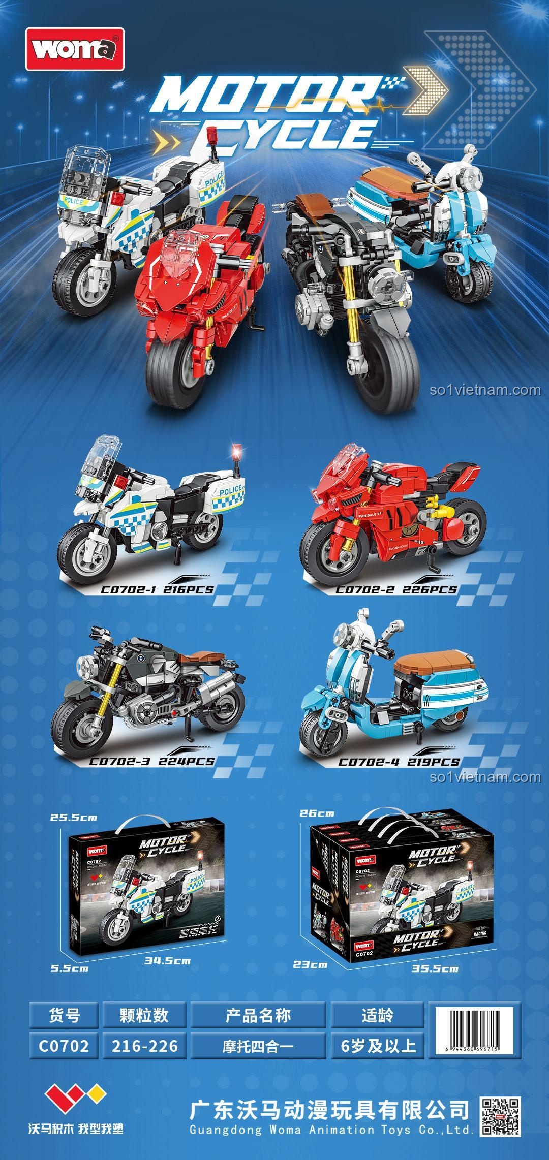 Các mẫu xe máy lắp ráp từ bộ WOMA C0702