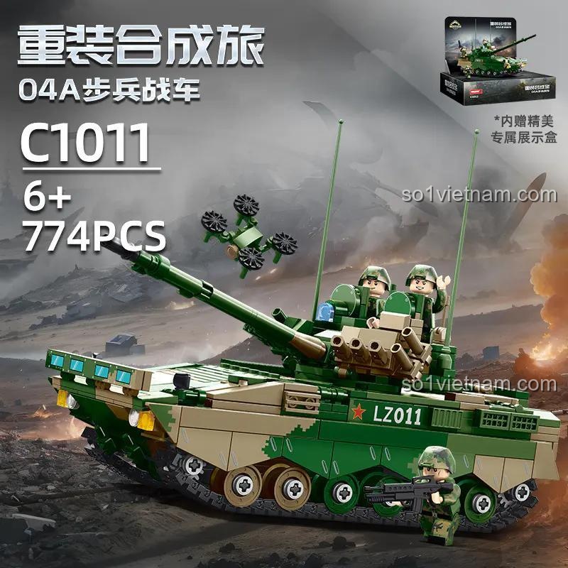 Mô hình xe tăng WOMA C1011, bộ đồ chơi lắp ghép 774 mảnh, đồ chơi STEM cho bé trai 6 tuổi, xe tăng quân sự chi tiết cao