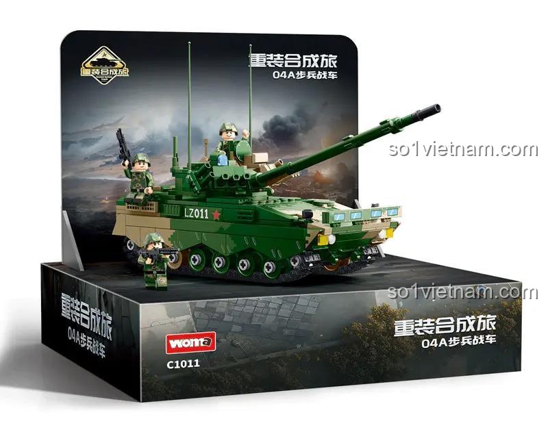 Xe tăng bộ binh WOMA C1011, mô hình xe tăng, đồ chơi quân sự cho bé trai, máy bay không người lái trinh sát