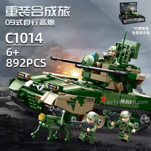 WOMA C1014 Xe Tăng Tự Hành 09式 Bộ Lắp Ghép 892 Mảnh Giá Tốt Cho Bé Trai 6 Tuổi