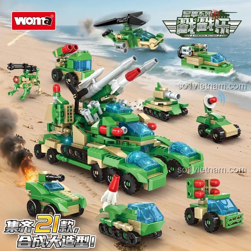 Mô hình xe quân sự WOMA C1034 trên bãi biển