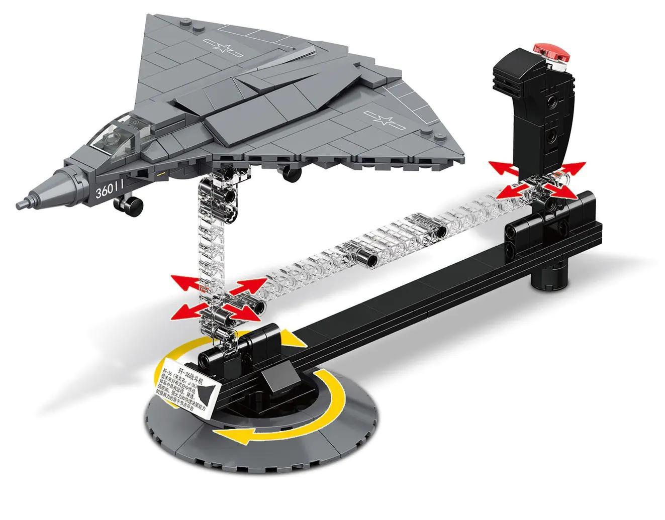 Hộp sản phẩm đồ chơi mô hình tiêm kích tàng hình J-36 WOMA C1054, 274 chi tiết, tỉ lệ 1:120, giá tốt.