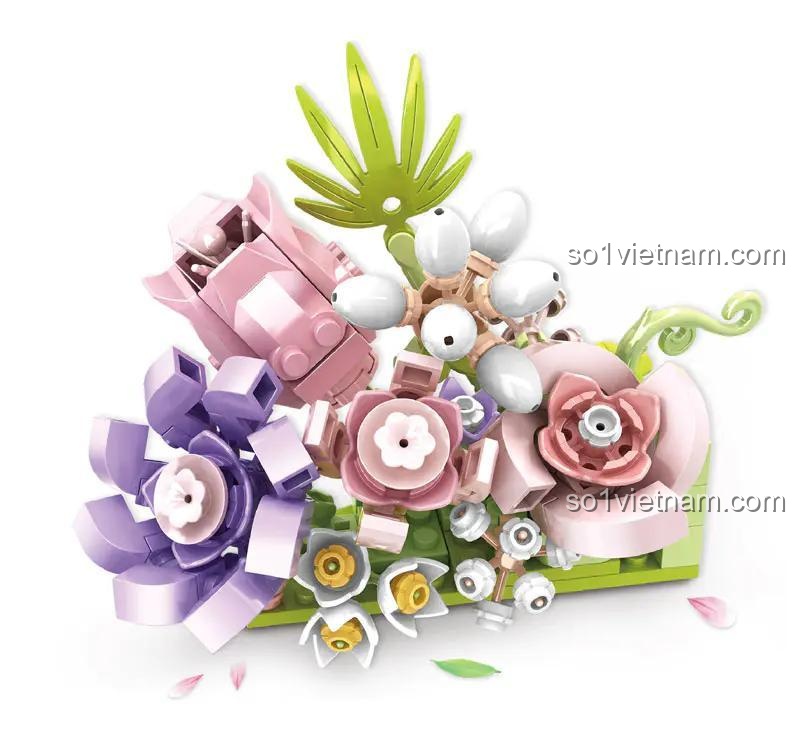 Mô hình hoa lắp ghép WOMA C2000 - Hoa giả trang trí nhà cửa, đồ chơi sáng tạo