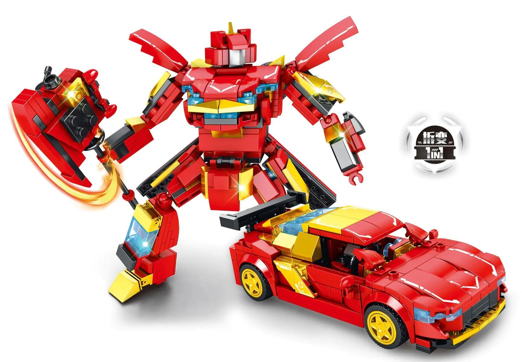 Robot Biến Hình Xe Đua Siêu Tốc Cháy Đỏ WOMA C3001, đồ chơi lắp ráp cho bé trai 6 tuổi, 347 mảnh ghép, biến hình 2 trong 1, giá tốt