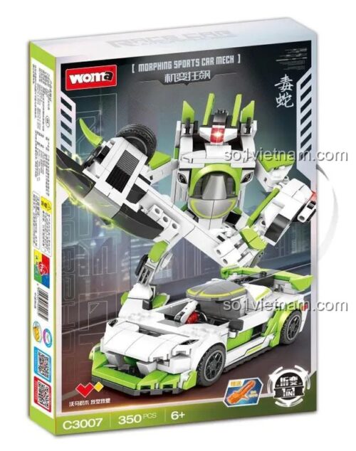Hộp sản phẩm Robot Biến Hình Xe Hơi Độc Xà WOMA C3007 350 Mảnh - Đồ chơi biến hình cho bé trai