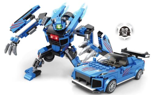 Robot Biến Hình Xe Đua WOMA C3008 352 mảnh ghép, đồ chơi lắp ghép cho bé trai 6 tuổi, robot chiến đấu, xe đua thể thao