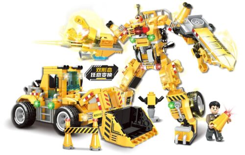 WOMA C3010 Xe Lu - Sức Mạnh Sắt, bộ đồ chơi robot biến hình 2 dạng, có đèn LED, 323 mảnh, cho bé trai 6 tuổi
